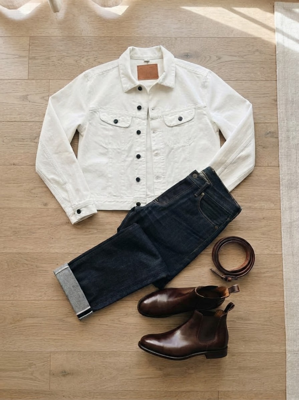 New 100% Cotton White Denim Jacket - Size M (Made in USA)